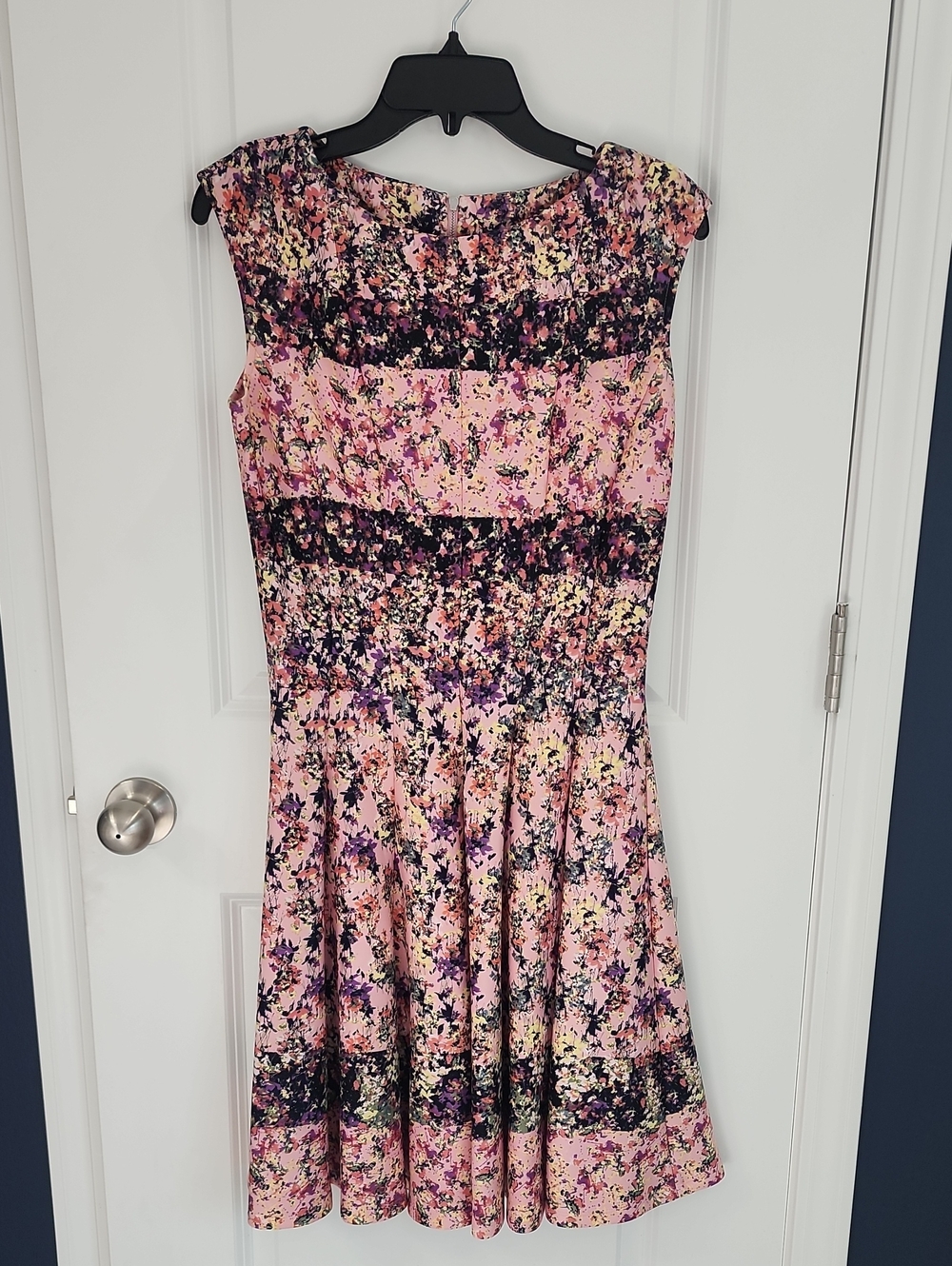 Gabby Skye Pink Floral Print Fit-and-Flare Scuba  Dress